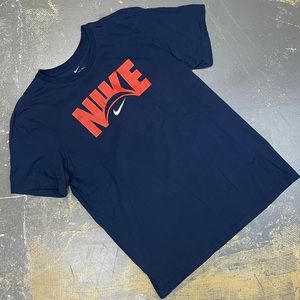 Nike Just Do It Tee JDI Small Shirt Navy Blue DA1772-430 Swoosh Center